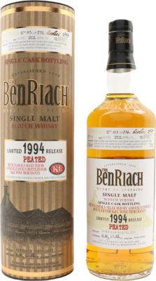 BenRiach 1994 Peated Single Cask Bottling 19yo Bourbon Barrel #7187 K&L Wine Merchants 53% 750ml