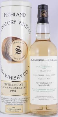 Macallan 1988 SV The Un-Chillfiltered Collection Hogshead 9137 43% 700ml