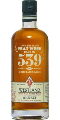 Westland Cask #539 Single Cask Release New American Oak Barrel Peat Week 54.3% 750ml