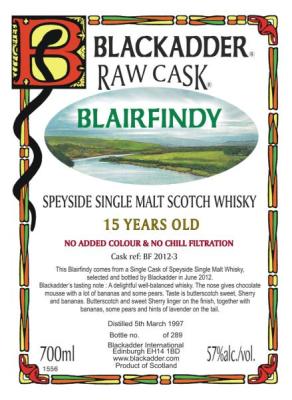 Blairfindy 1997 BA Raw Cask BF 2012-3 57% 700ml