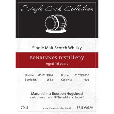 Benrinnes 1994 SCC Bourbon Hogshead 602 57.5% 700ml