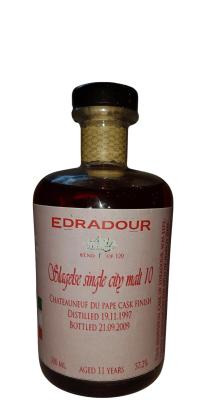Edradour 1997 Slagelse Single City Malt no. 10 Ex bourbon chateneuf du pape finish Skovgaard vine Denmark 57.2% 500ml