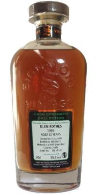 Glenrothes 1989 SV Cask Strength Collection Refill Sherry Butt #24378 55.3% 700ml