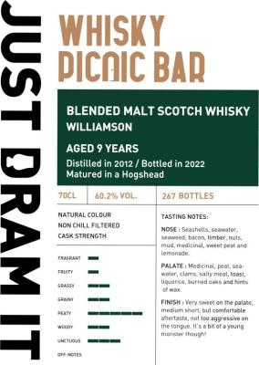 Williamson 2012 WPB Just Dram it Hogshead 60.2% 700ml