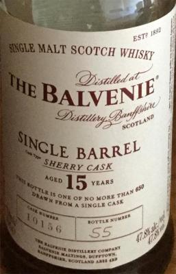 Balvenie 15yo Single Barrel Sherry Cask Sherry Cask 10156 47.8% 700ml