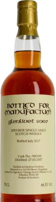Glenlivet 2007 SV Bottled for Manufactum 10yo 1st Fill Sherry Hogshead #900185 66.5% 700ml