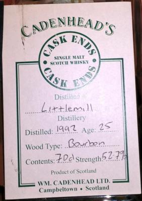 Littlemill 1992 CA Bourbon 52.7% 700ml