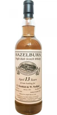 Hazelburn 1997 Private Bottling Refill Sherry Cask #1052 G. Sczakiel and W. Nedbal 59% 700ml