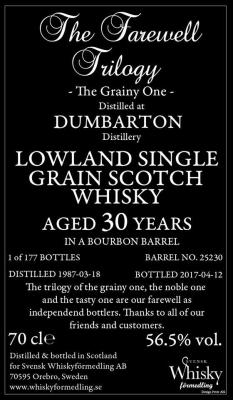 Dumbarton 1987 SWf Bourbon Barrel #25230 56.5% 700ml