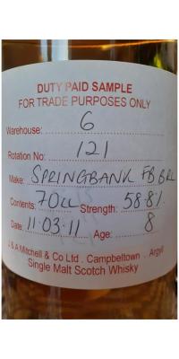 Springbank 2011 Fresh Bourbon Barrel Rotation 121 58.8% 700ml