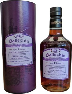 Ballechin 2003 Distillery Exclusive Burgundy Cask #198 64.4% 700ml