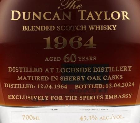 Lochside 1964 DT The Spirits Embassy 45.3% 700ml
