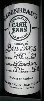Ben Nevis 1992 CA Cask Ends Ex Bourbon 56.2% 200ml