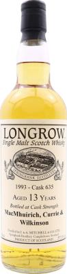 Longrow 1993 Private Bottling 13yo #635 MacMhuirich Currie & Wilkinson 57.1% 700ml