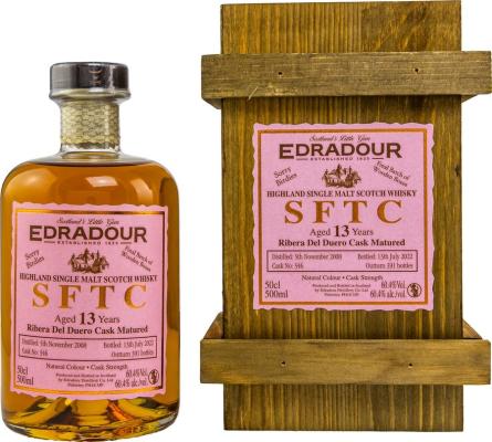 Edradour 2008 SFTC Ribera Del Duero Cask Matured Ribera Del Duero 60.4% 500ml