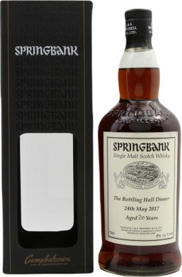 Springbank 20yo Re-charred Sherry Butt #608 The Bottling Hall Dinner 59.9% 700ml