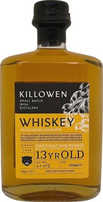 Killowen 13yo Single Cask ex Oloroso Sherry cask then Peated Cask McGeoghs Edenappa 49.65% 500ml