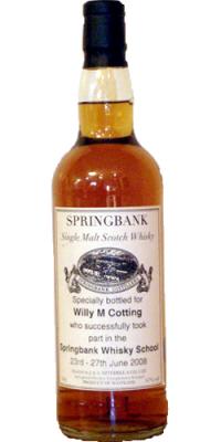Springbank Private Bottling Willy M. Cotting successfully in Springbank Whisky-School 57% 700ml