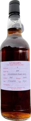 Kilkerran 2010 Duty Paid Sample For Trade Purposes Only 54.6% 700ml