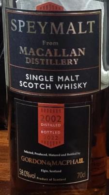 Macallan 2002 GM Speymalt 1st fill sherry hogshead asia 58% 700ml