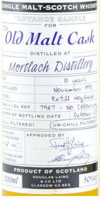 Mortlach 1990 DL Advance Sample for the Old Malt Cask Refill Hogshead 50% 200ml