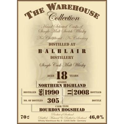 Balblair 1990 WW8 The Warehouse Collection Bourbon Hogshead 46% 700ml