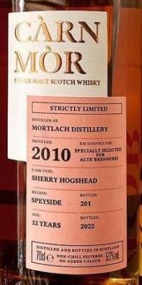 Mortlach 2010 MSWD Carn Mor Strictly Limited Sherry Hogshead Specially selected for alte Brennerei 57.7% 700ml