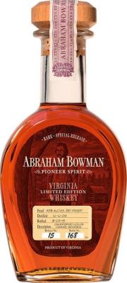 Abraham Bowman 2006 Virginia Limited Edition Whisky Small Batch Gingerbread Cocoa Finished 45% 375ml