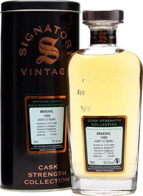 Braeval 1998 SV Cask Strength Collection Bourbon Barrels 168871 + 72 56.7% 700ml