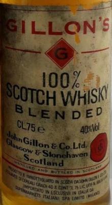 Gillon's 100% Scotch Whisky Blended Supermarkets Italiani SPA Limito Milano 40% 750ml