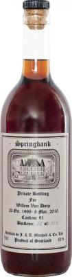 Springbank 1996 UD Private Bottling #91 Willem van Dorp 51% 750ml