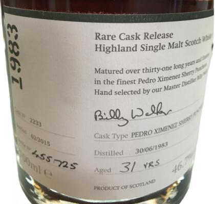 Glenglassaugh 1983 Pedro Ximenez Sherry Puncheon #2233 Whiskyaroma Beijing 2015 46.7% 700ml