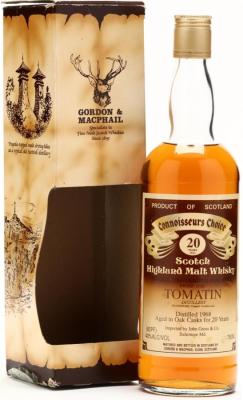 Tomatin 1968 GM Connoisseurs Choice Oak Casks John Gross & Co. Baltimore Md 40% 750ml