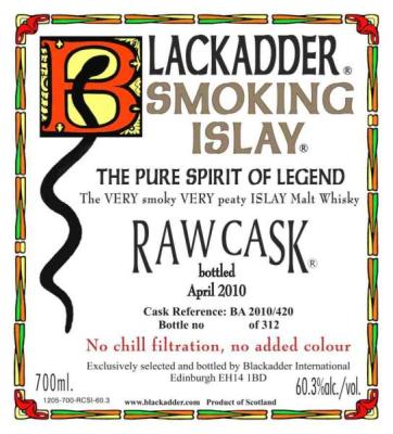 Smoking Islay Bottled 2010 BA Raw Cask BA 2010 420 60.3% 700ml