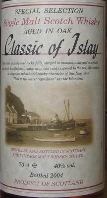 Classic of Islay Vintage 2004 JW 40% 700ml