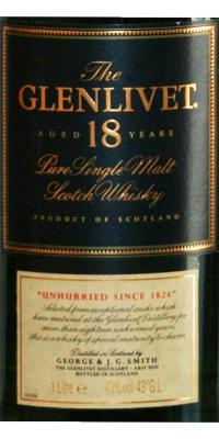 Glenlivet 18yo two-part label unhurried since 1824 UK Travel Market 43% 1000ml