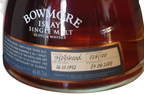 Bowmore 1972 Globus 100th Anniversary 48.4% 700ml