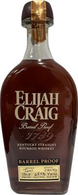 Elijah Craig Barrel Proof Bottle Your Own Charred New American Oak Barrel Hand bottled at the distillery 65.5% 750ml