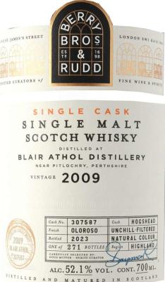 Blair Athol 2009 BR Single Cask Hogshead 52.1% 700ml