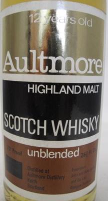 Aultmore 12yo unblended Gold black & brown label 40% 750ml