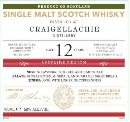 Craigellachie 2006 HL Sherry Butt 50% 700ml