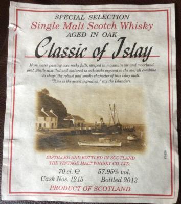 Classic of Islay Vintage 2013 JW #1215 57.95% 700ml