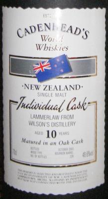 Lammerlaw 10yo CA World Whiskies Individual Cask Bourbon Barrel 48.6% 700ml