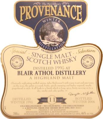 Blair Athol 1995 McG McGibbon's Provenance One Sherry Butt DMG 3114 46% 700ml