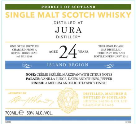 Isle of Jura 1992 HL 50% 700ml