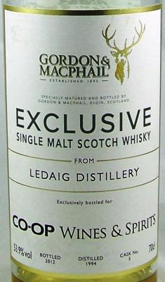 Ledaig 1994 GM Refill American Hogshead Co-Op Wine & Spirits 53.9% 700ml