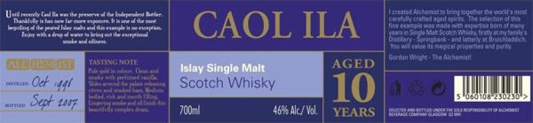 Caol Ila 1996 Al 10yo 46% 700ml