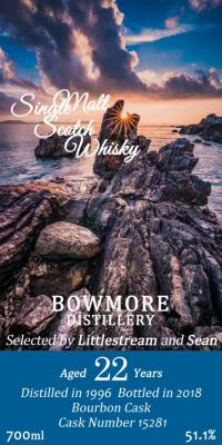 Bowmore 1996 UD Bourbon Cask #15281 Littlestream and Sean 51.1% 700ml