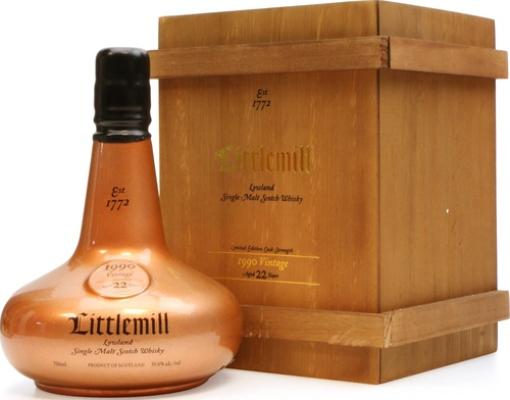 Littlemill 1990 Copper dumpy bottle in wooden box 50.6% 700ml