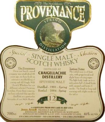 Craigellachie 1991 McG McGibbon's Provenance One Cask Sherry DMG 1193 46% 700ml